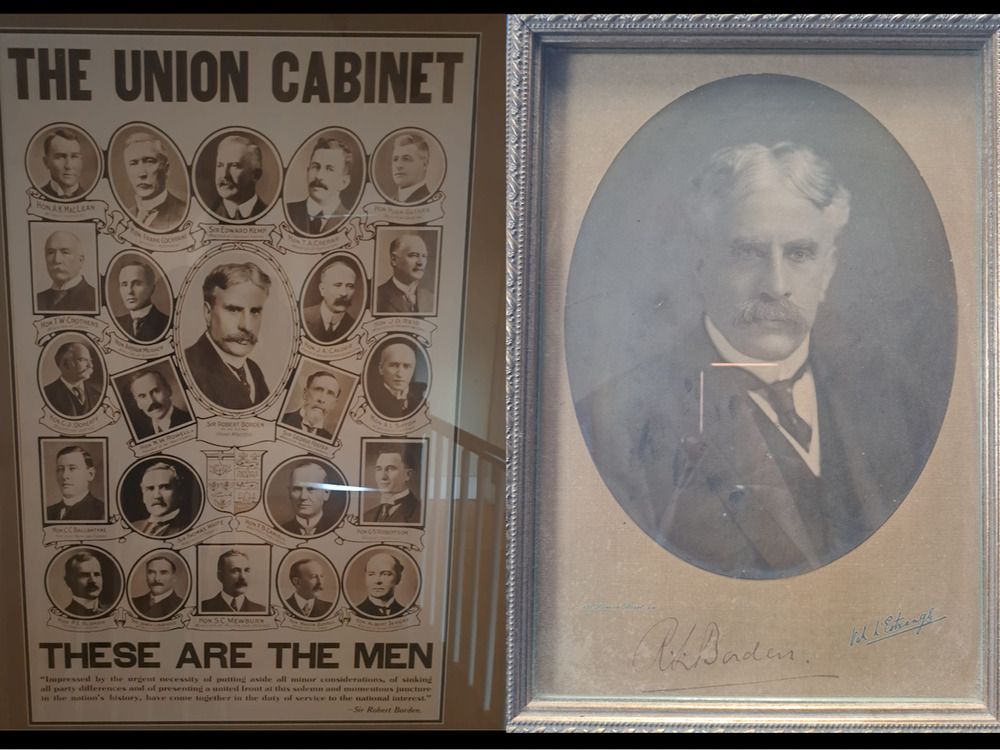 Photos in the home include Borden’s wartime cabinet, and a signed picture of the prime minister.